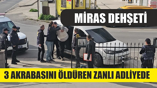 Miras dehşeti: 3 akrabasını öldüren zanlı adliyede