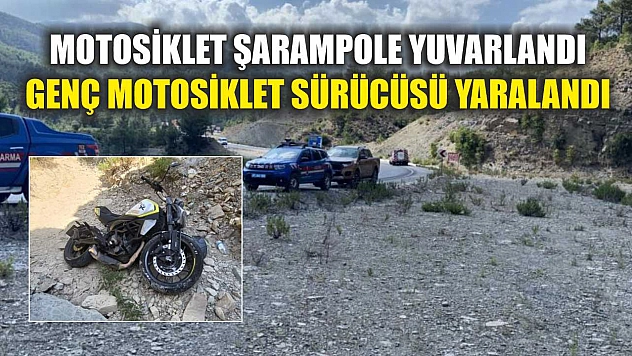 Motosiklet şarampole yuvarlandı: Genç motosiklet sürücüsü yaralandı