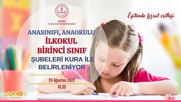 Muğla'da anasınıfları ve birinci sınıflar için kura heyecanı yaşanacak