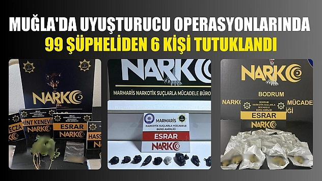 Muğla'da uyuşturucu operasyonlarında 99 şüpheliden 6 kişi tutuklandı