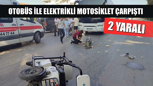Otobüs ile elektrikli motosiklet çarpıştı: 2 yaralı