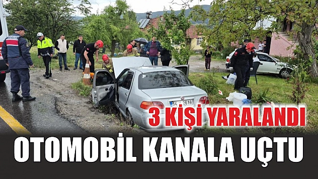 Otomobil kanala uçtu: 3 kişi yaralandı