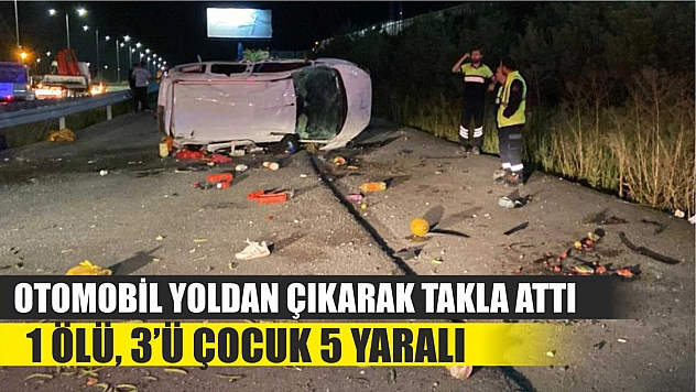 Otomobil yoldan çıkarak takla attı: 1 ölü, 3'ü çocuk 5 yaralı