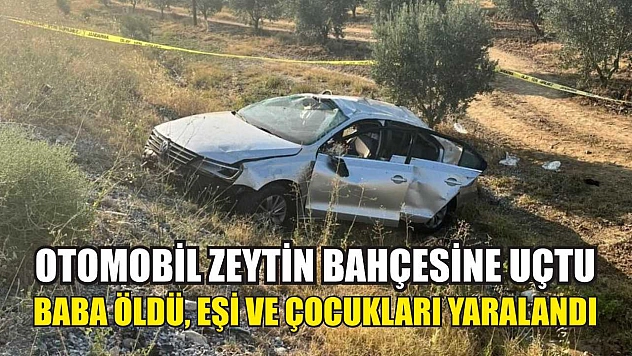 Otomobil zeytin bahçesine uçtu: Baba öldü, eşi ve çocukları yaralandı