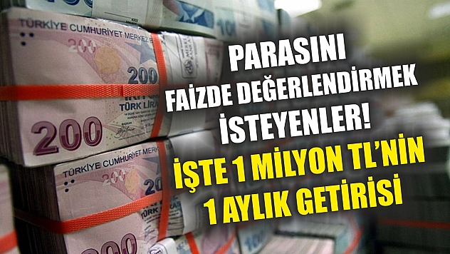 Parasını faizde değerlendirmek isteyenler! İşte 1 milyon TL'nin 1 aylık getirisi