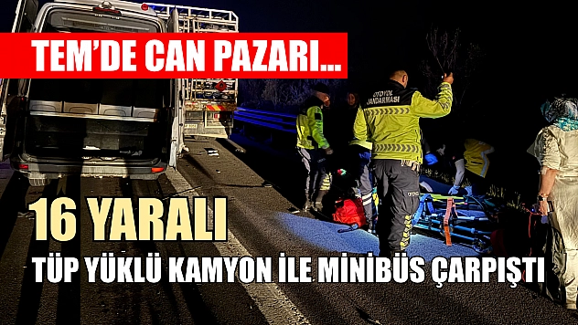 TEM'de can pazarı... Tüp yüklü kamyon ile minibüs çarpıştı: 16 yaralı