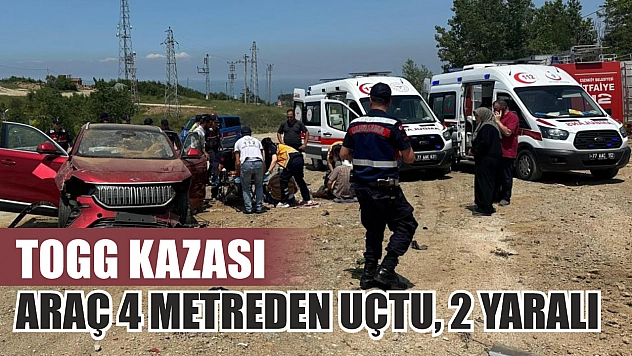 Togg kazası: Araç 4 metreden uçtu, 2 yaralı