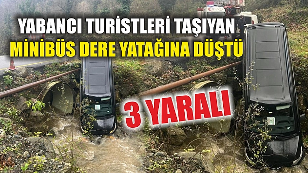 Yabancı turistleri taşıyan minibüs dere yatağına düştü: 3 yaralı