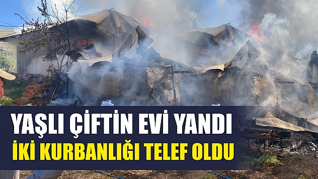 Yaşlı çiftin evi yandı, iki kurbanlığı telef oldu