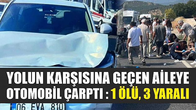 Yolun karşısına geçen aileye otomobil çarptı : 1 ölü, 3 yaralı