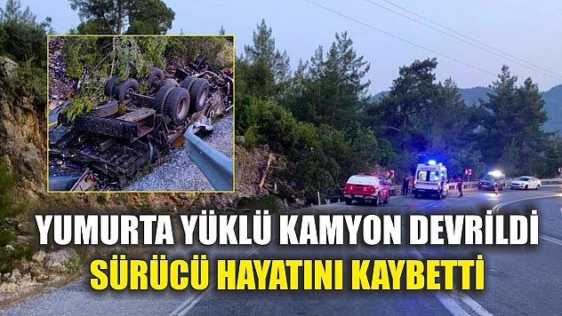 Yumurta yüklü kamyon devrildi: Sürücü hayatını kaybetti