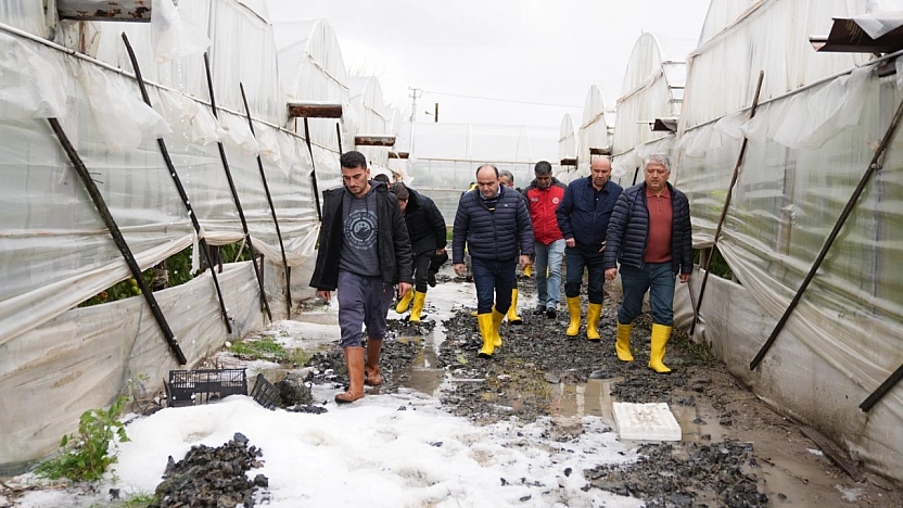 Seydikemer'de fırtınadan zarar gören üreticileri ziyaret ettiler