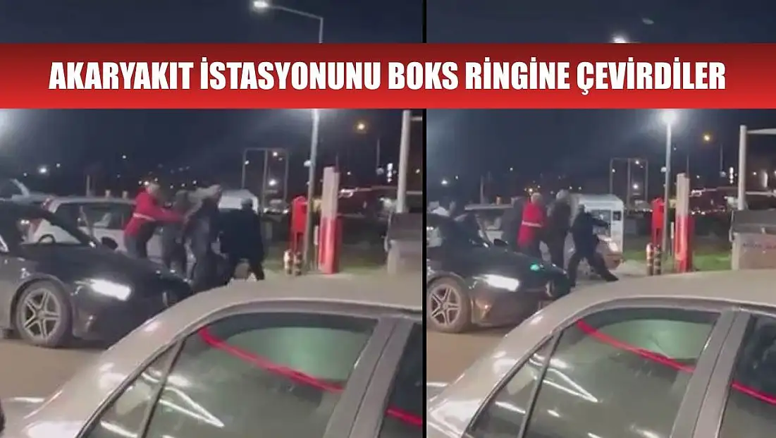 Akaryakıt istasyonunu boks ringine çevirdiler