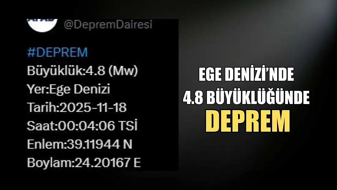 Ege Denizi’nde 4.8 büyüklüğünde deprem