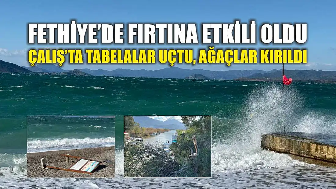 Fethiye’de fırtına etkili oldu: Çalış’ta tabelalar uçtu, ağaçlar kırıldı