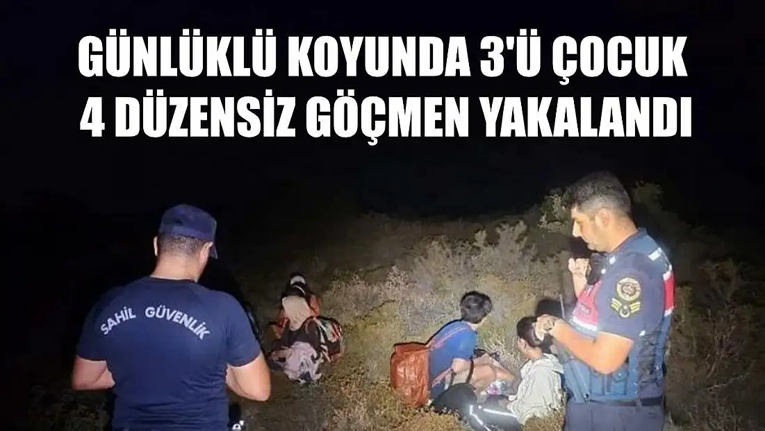 Günlüklü koyunda 3'ü çocuk 4 düzensiz göçmen yakalandı