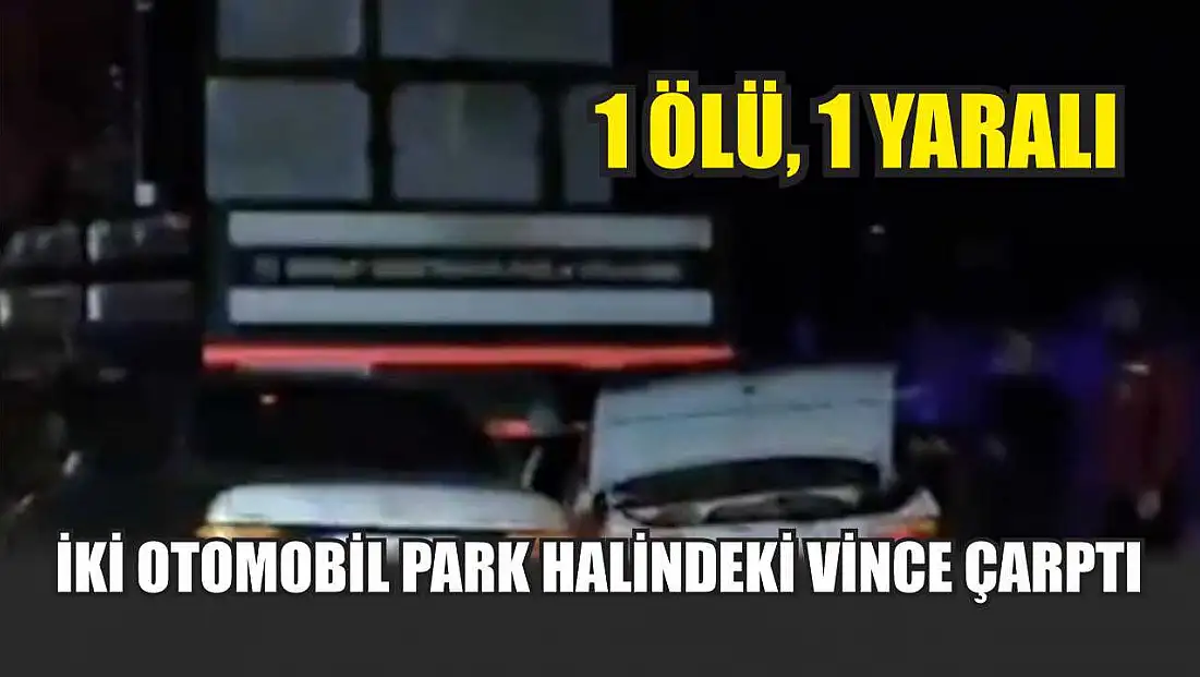 İki otomobil park halindeki vince çarptı: 1 ölü, 1 yaralı
