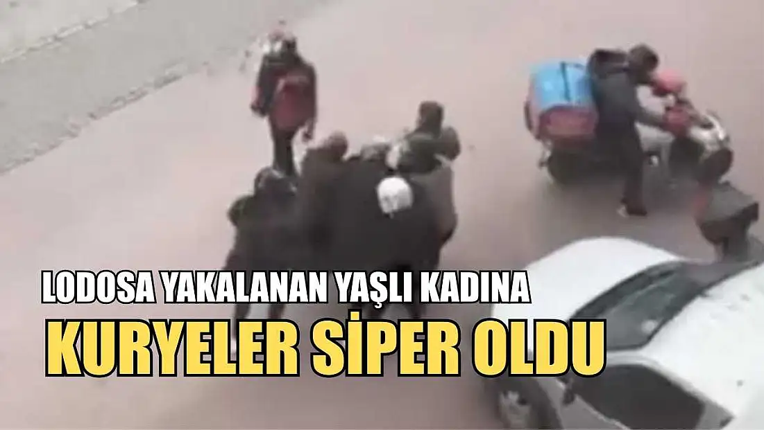 Lodosa yakalanan yaşlı kadına kuryeler siper oldu