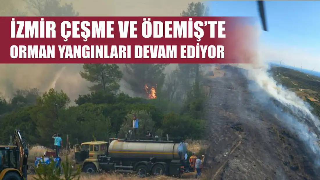 İzmir Çeşme ve Ödemiş'te orman yangınları devam ediyor