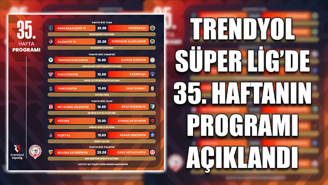 Trendyol Süper Lig’de 35. haftanın programı açıklandı