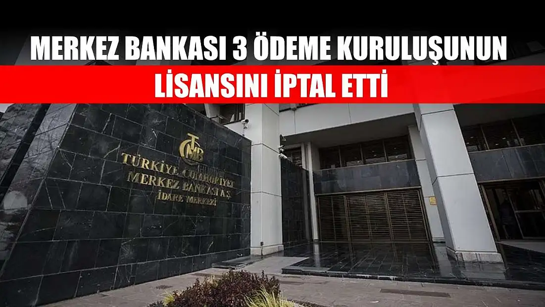 Merkez Bankası 3 ödeme kuruluşunun lisansını iptal etti