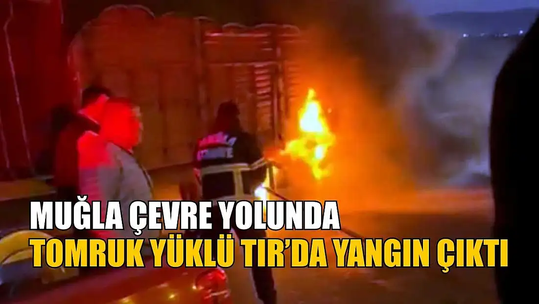 Muğla çevre yolunda tomruk yüklü tırda yangın çıktı