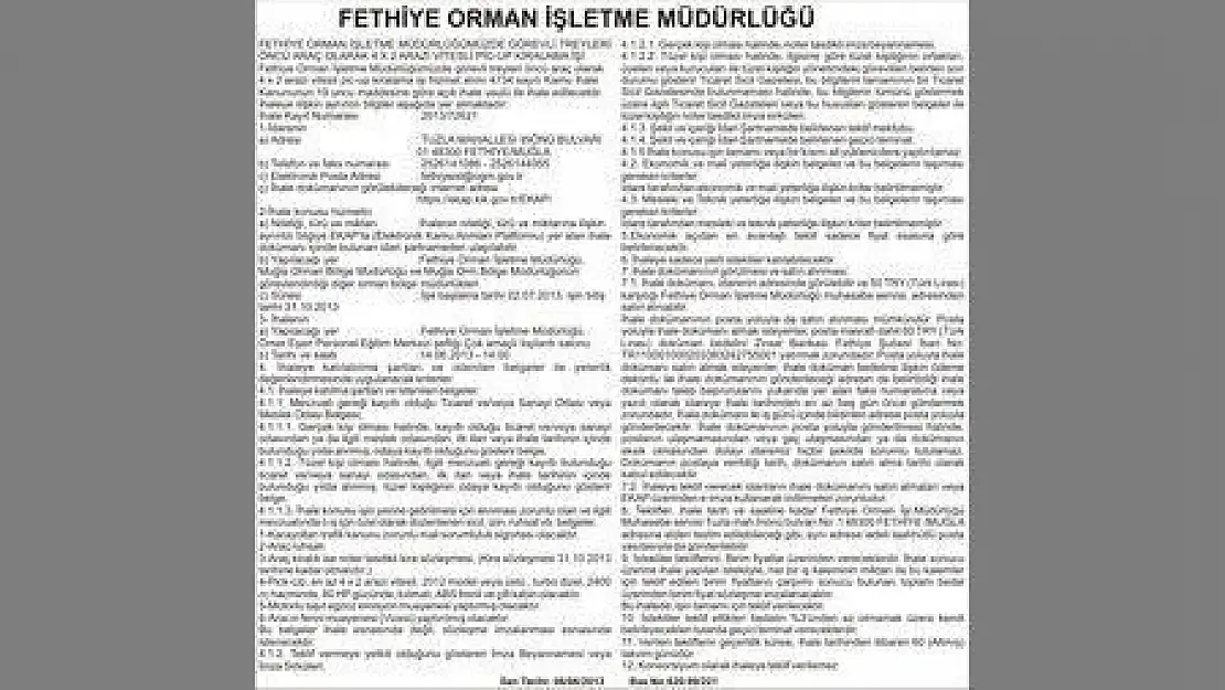 FETHİYE ORMAN İŞLETME MÜDÜRLÜĞÜ