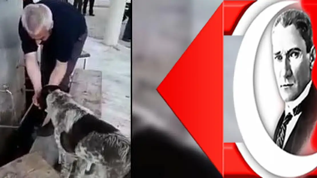 Abdest alırken elleriyle köpeğe su içirdi