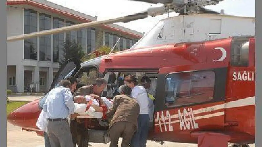 AMBULANS HELİKOPTER ÇİFTÇİ EMEKLİSİNİ YAŞATABİLMAK İÇİN HAVALANDI