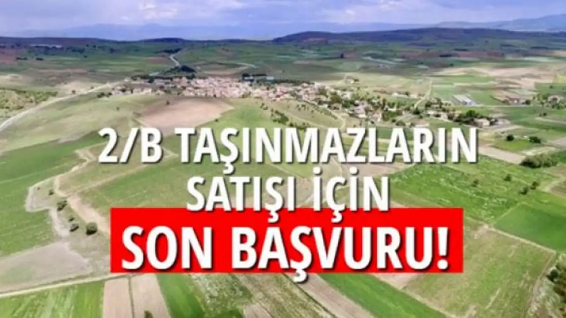 2/B TAŞINMAZLARIN SATIŞI İÇİN SON BAŞVURU!