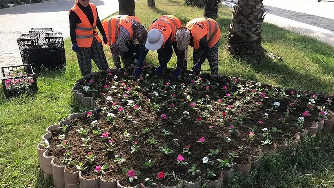 Köyceğiz'de mevsimlik çiçek dikimi