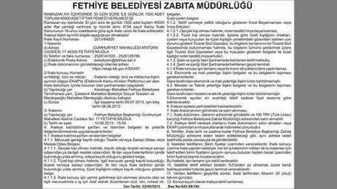 FETHİYE BELEDİYESİ ZABITA MÜDÜRLÜĞÜ