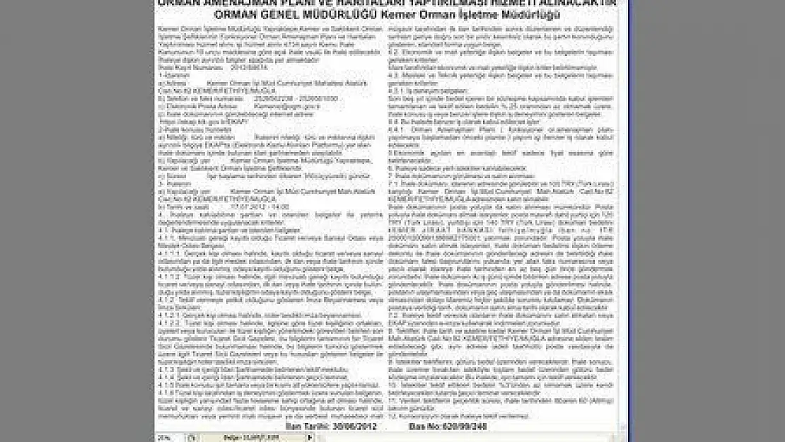 ORMAN GENEL MÜDÜRLÜĞÜ Kemer Orman İşletme Müdürlüğü