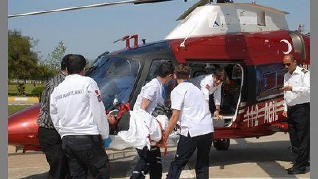 KANAMALI HASTA İÇİN AMBULANS HELİKOPTER HAVALANDI