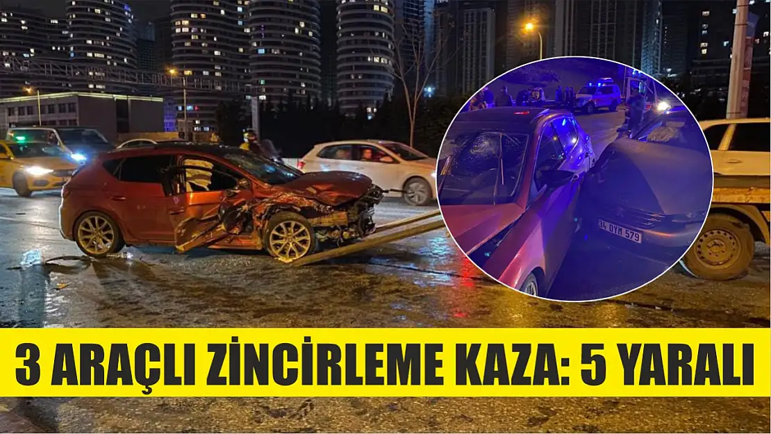 3 araçlı zincirleme kaza: 5 yaralı