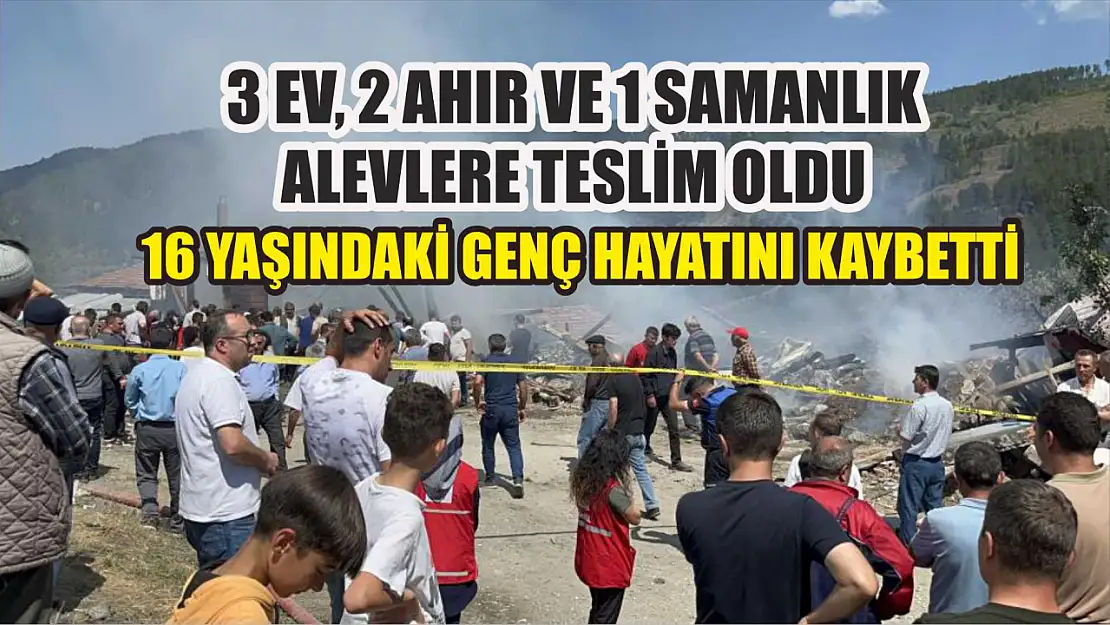 3 ev, 2 ahır ve 1 samanlık alevlere teslim oldu: 16 yaşındaki genç hayatını kaybetti