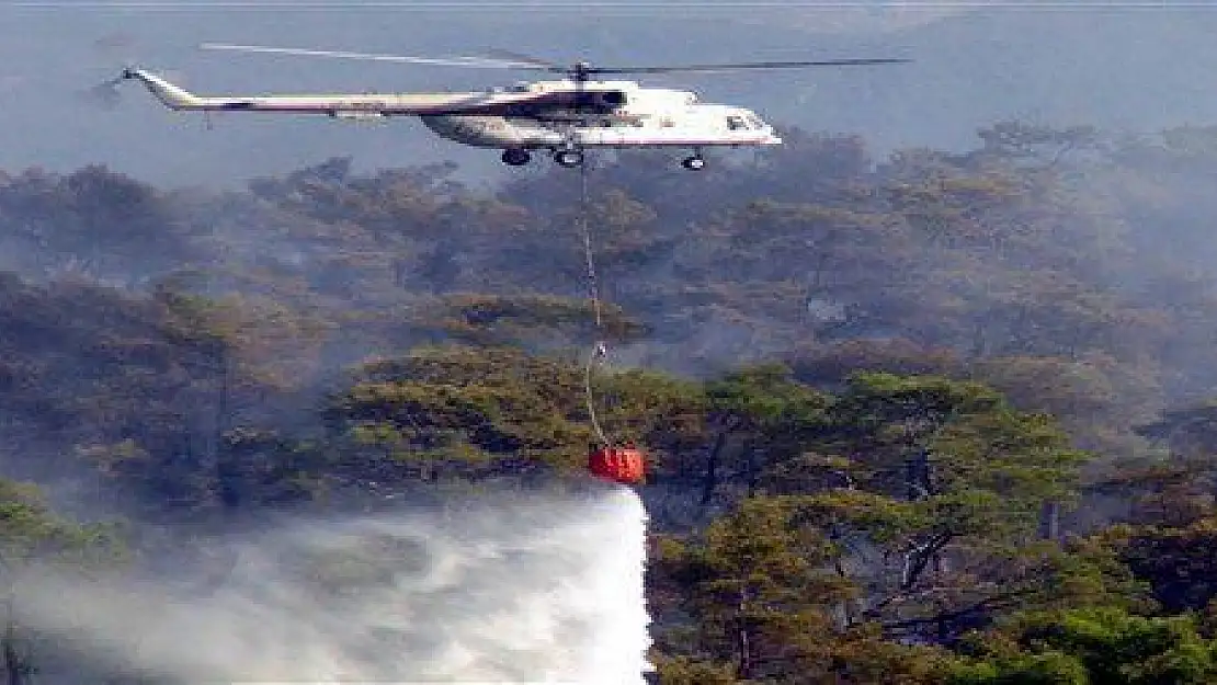 Milas'ta görevli helikopter Gürcistan'daki yangına destek için havalandı