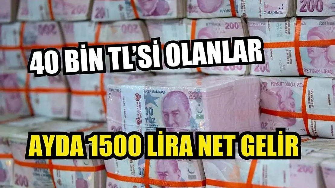 40 bin TL'si olanlar: Ayda 1500 lira net gelir