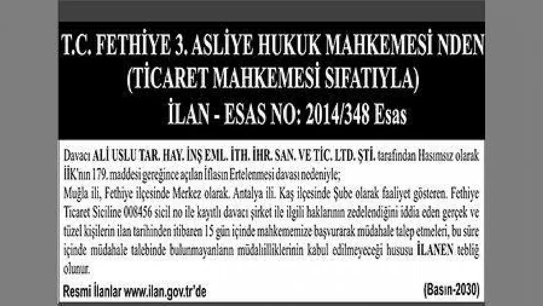 FETHİYE 3.ASLİYE HUKUK MAHKEMESİ