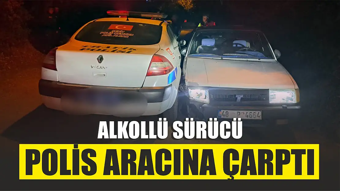 Alkollü sürücü polis aracına çarptı