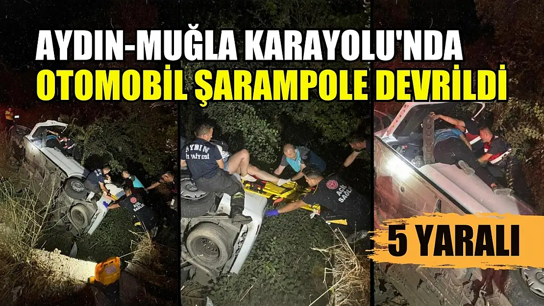 Aydın-Muğla Karayolu'nda otomobil şarampole devrildi: 5 yaralı