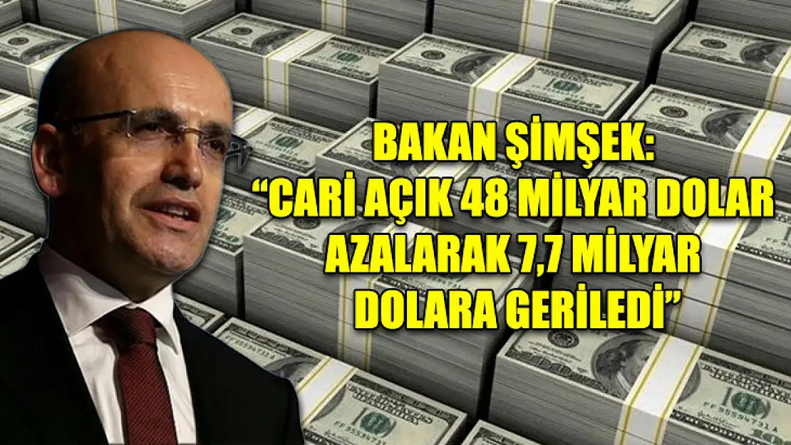 Bakan Şimşek: 'Cari açık 48 milyar dolar azalarak 7,7 milyar dolara geriledi'