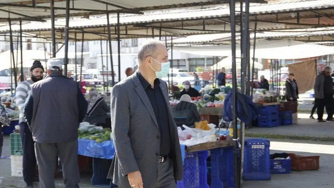 Başkan Uzundemir Koronavirüs önemleri alınan Pazaryerinde incelemelerde bulundu