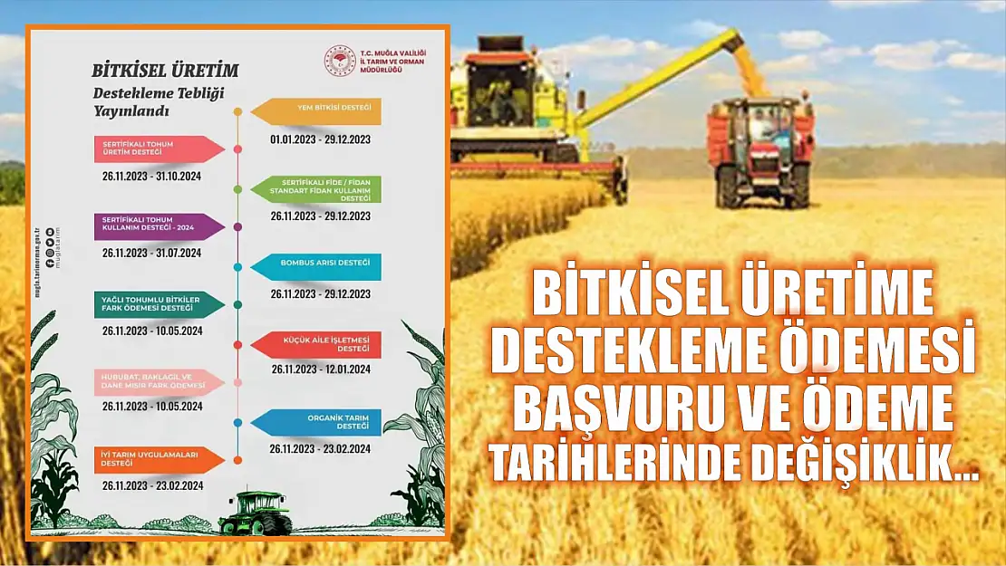 Bitkisel üretime destekleme ödemesi Başvuru ve ödeme tarihlerinde değişiklik…