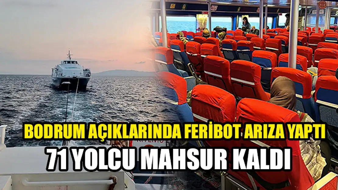 Bodrum açıklarında Feribot arıza yaptı 71 yolcu mahsur kaldı