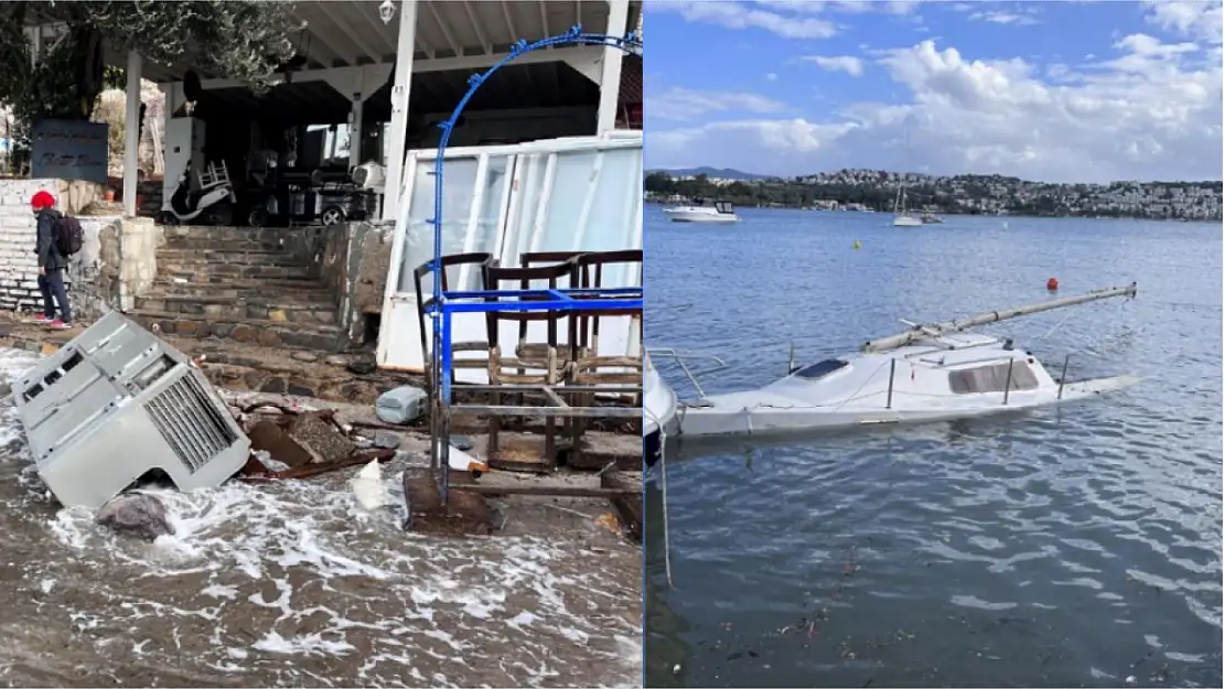 Bodrum'da Fırtına Tekneleri Batırdı