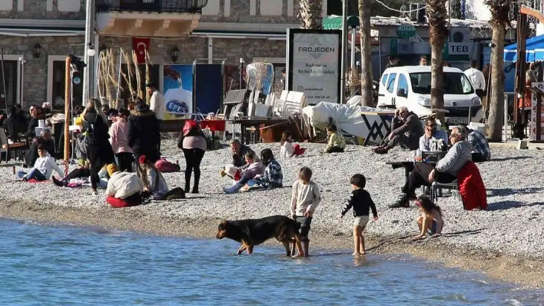 Bodrum'da güneşi gören sahile koştu