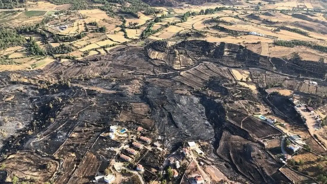 Bodrum ve Milas'ta yanan alanlar havadan görüntülendi