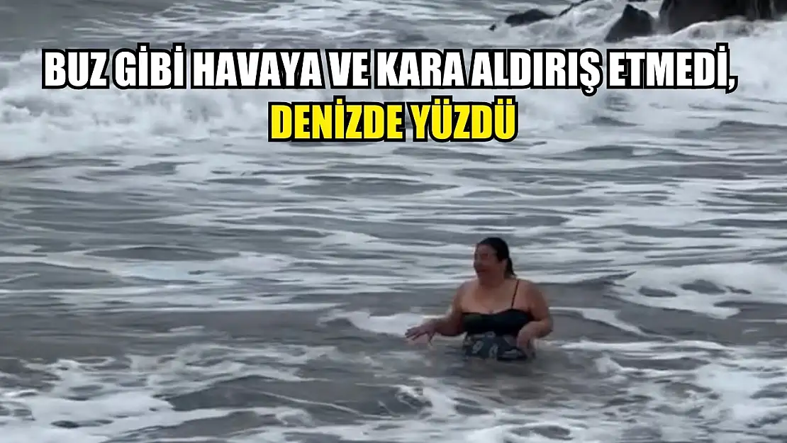 Buz gibi havaya ve kara aldırış etmedi, denizde yüzdü