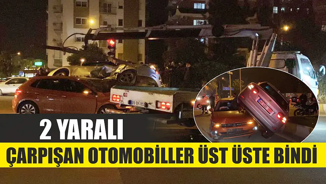 Çarpışan otomobiller üst üste bindi: 2 yaralı